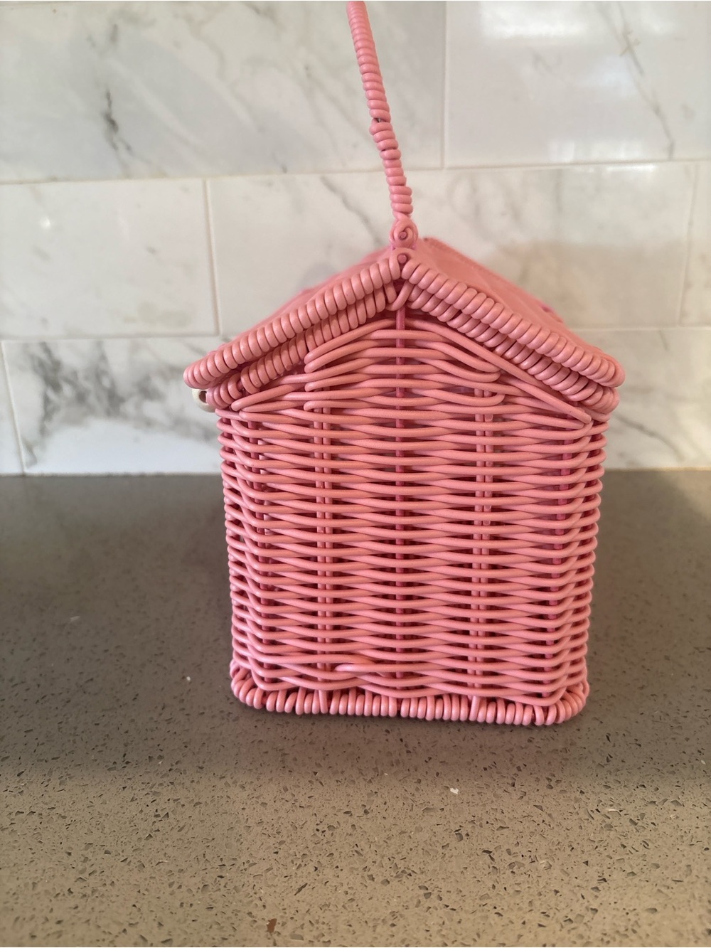 Pink Woven Straw Handbag Tote - Picture 2 of 8